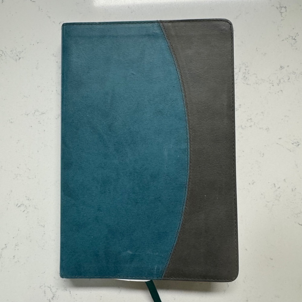 Thomas Nelson NKJV Life Principles Bible Charles Stanley Teal Brown Leather Soft